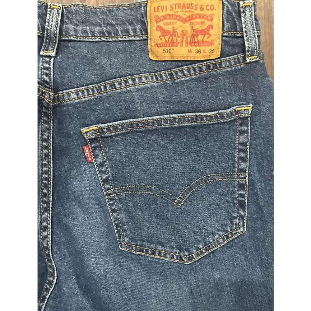 Levi's Men's 511 Slim Fit Medium Wash Blue Denim Size 36x32